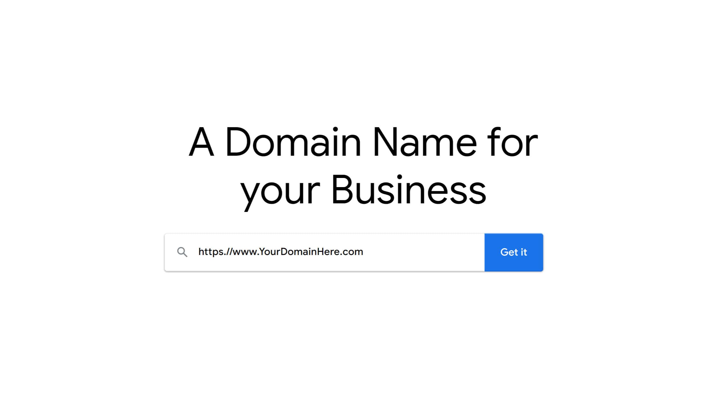 A search box with someone typing in their new domain name.