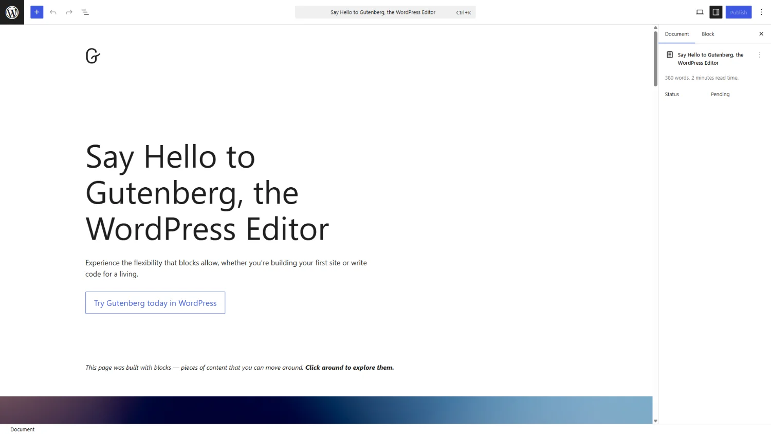 A screenshot of the WordPress Gutenberg home page from 2025.